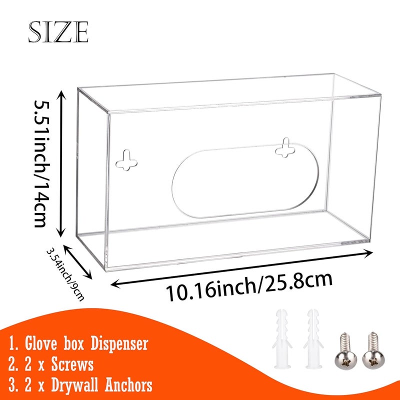 Aphbrada Acrylic Glove Box Holder Wall Mount Disposable Glove Dispenser Storage Organizer for Kitchen, Lab, Garages, Office, Clear - Image 3